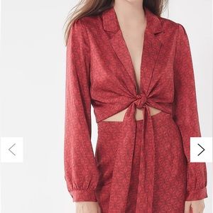 Urban Outfitters Paisley Pajama-Style Tie Front Shirt